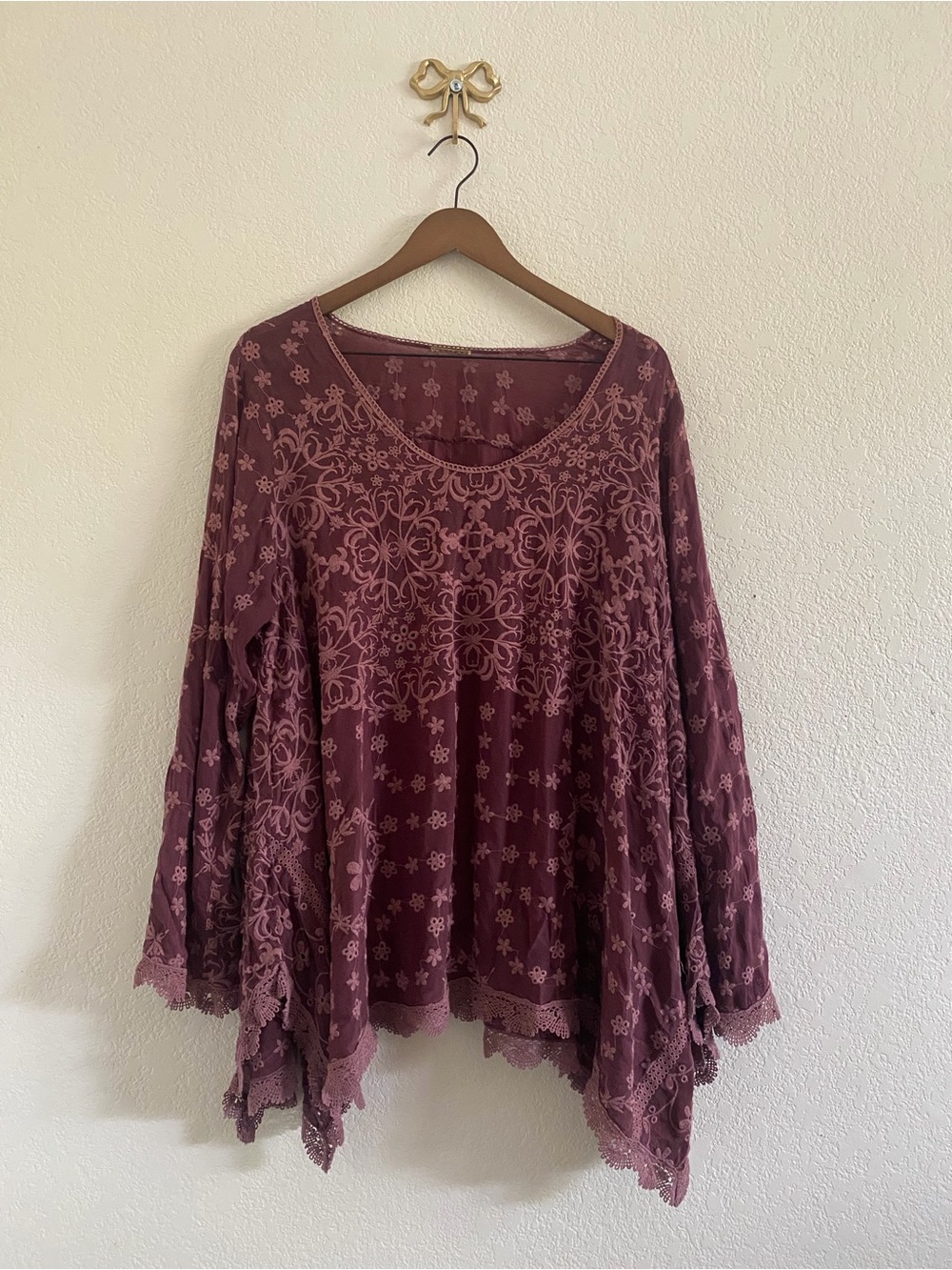 Johnny Was Jossimar Flowy Eyelet Tunic Embroidered Lace Cottagecore